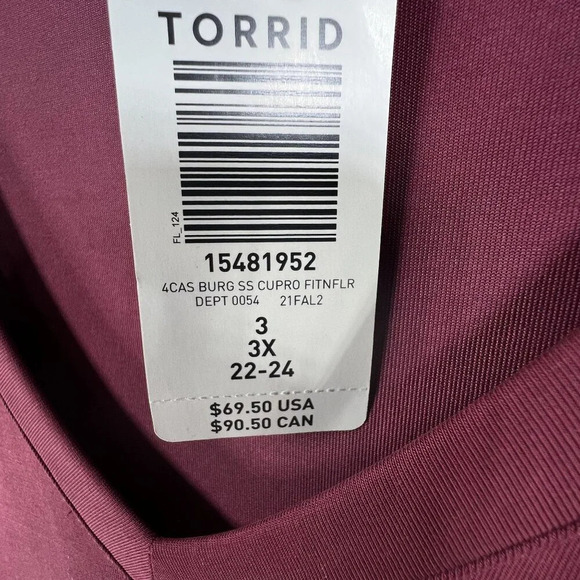 Torrid NWT Women 3X Burgundy V-Neck Skater Dress Short Sleeve Stretchy Comfywear - Picture 10 of 15